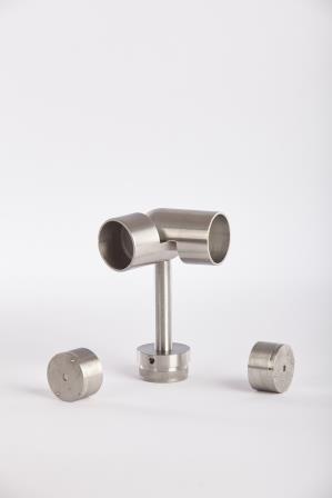 Support coude variable inox 304 pour ∅42.4mm - réglable en hauteur- pour main courante bois